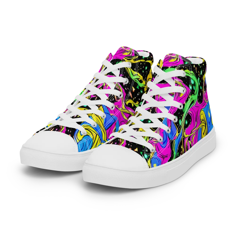Spectral Pulse on Women's High Top Canvas Shoes — Left Front
