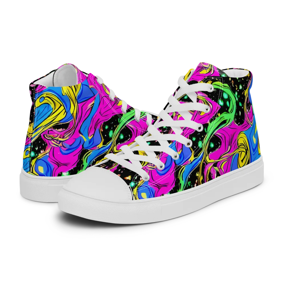 Spectral Pulse on Women's High Top Canvas Shoes — Left