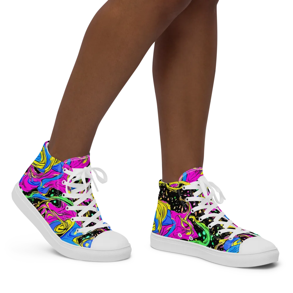 Spectral Pulse on Women's High Top Canvas Shoes — Right