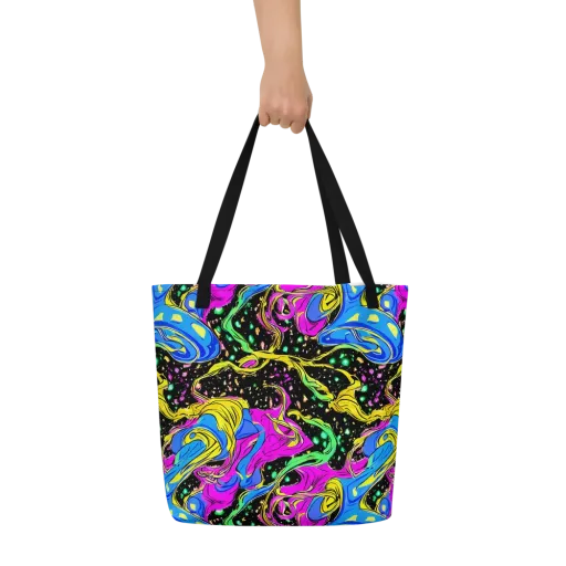 Spectral Pulse on a Large Tote Bag W/ Pocket