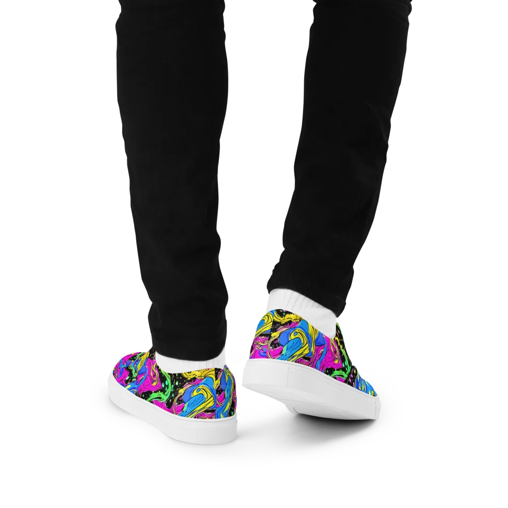 Spectral Pulse on Men's Lace-Up Canvas Shoes — Back