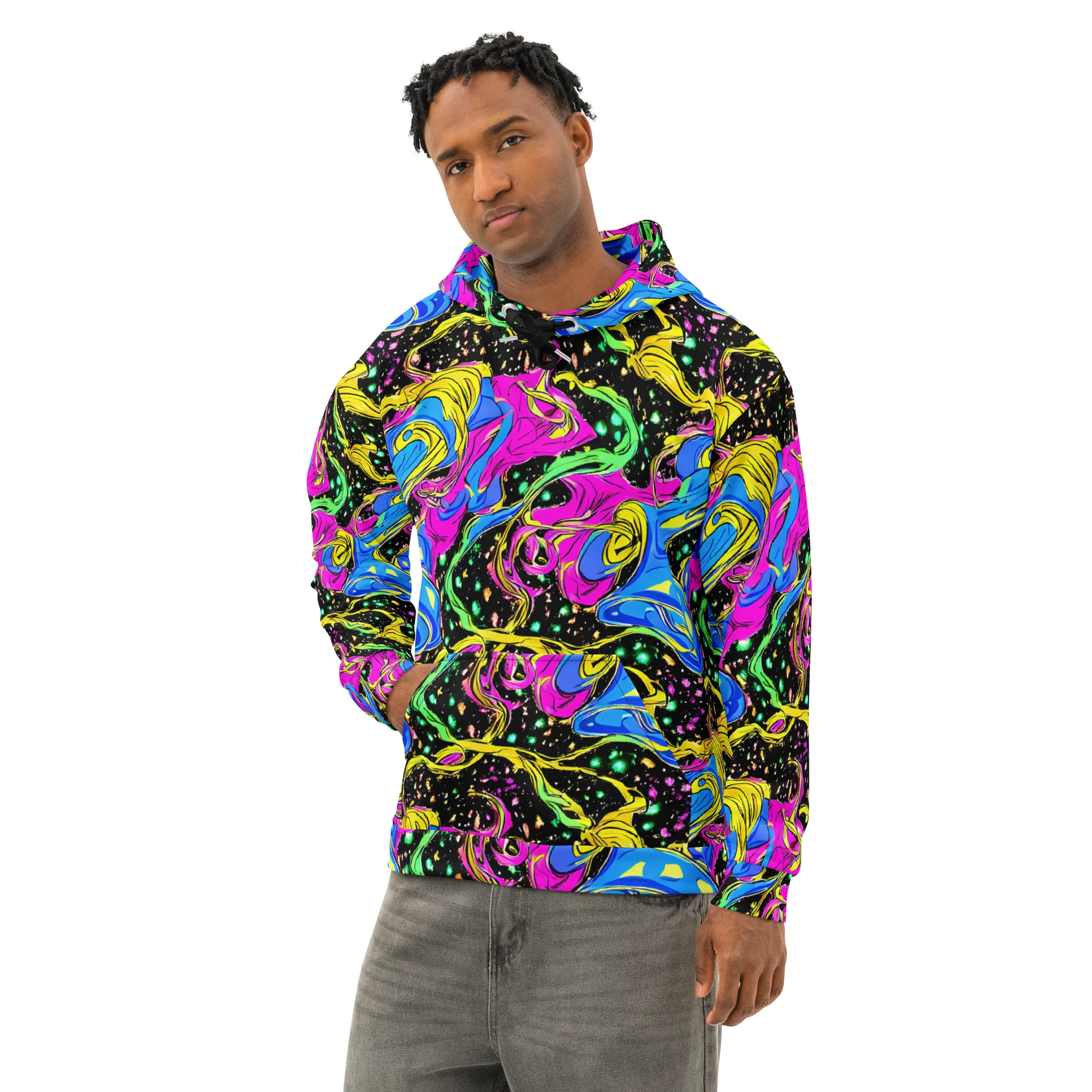 Spectral Pulse on Cotton Hoodie — Left Front