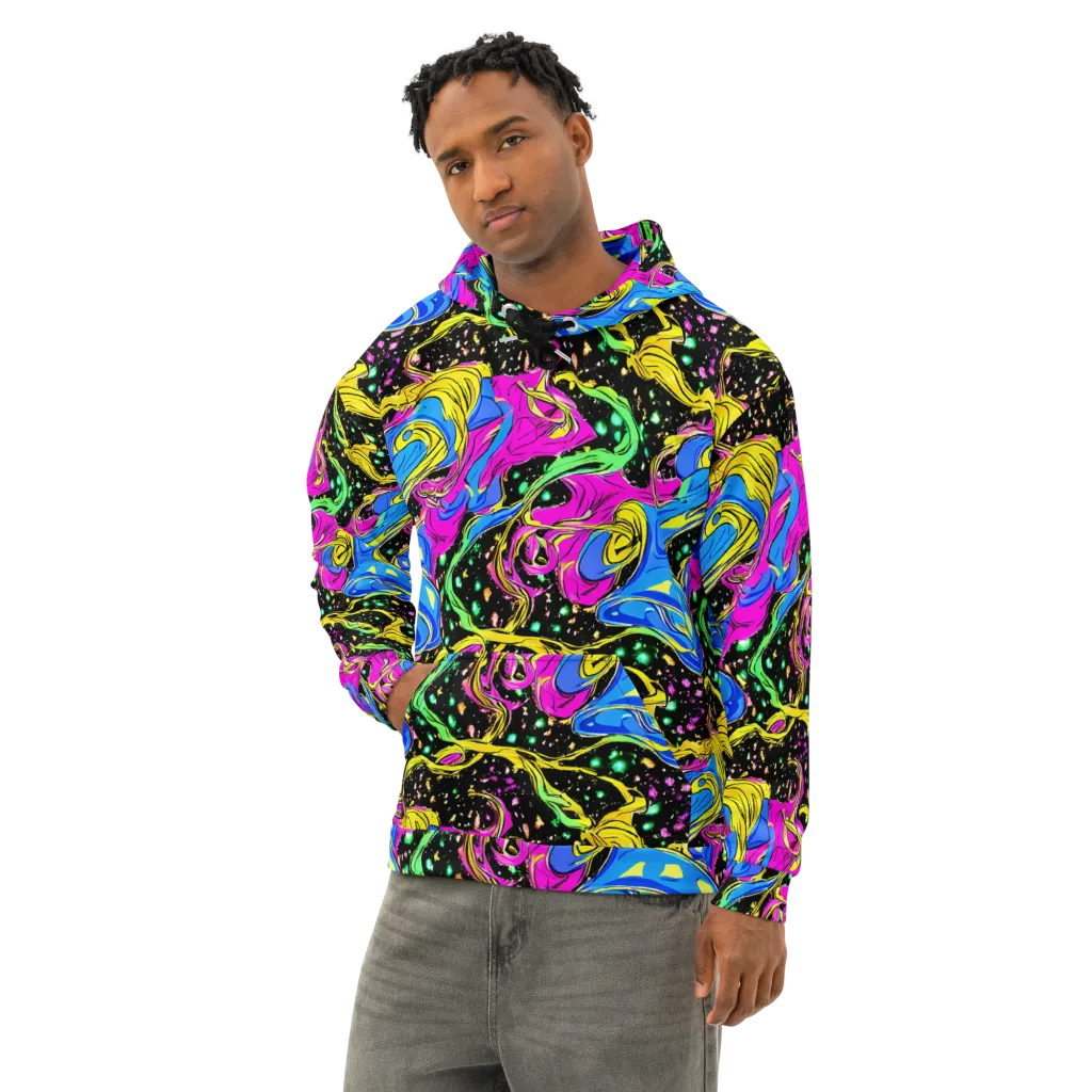 Spectral Pulse on Cotton Hoodie — Left Front