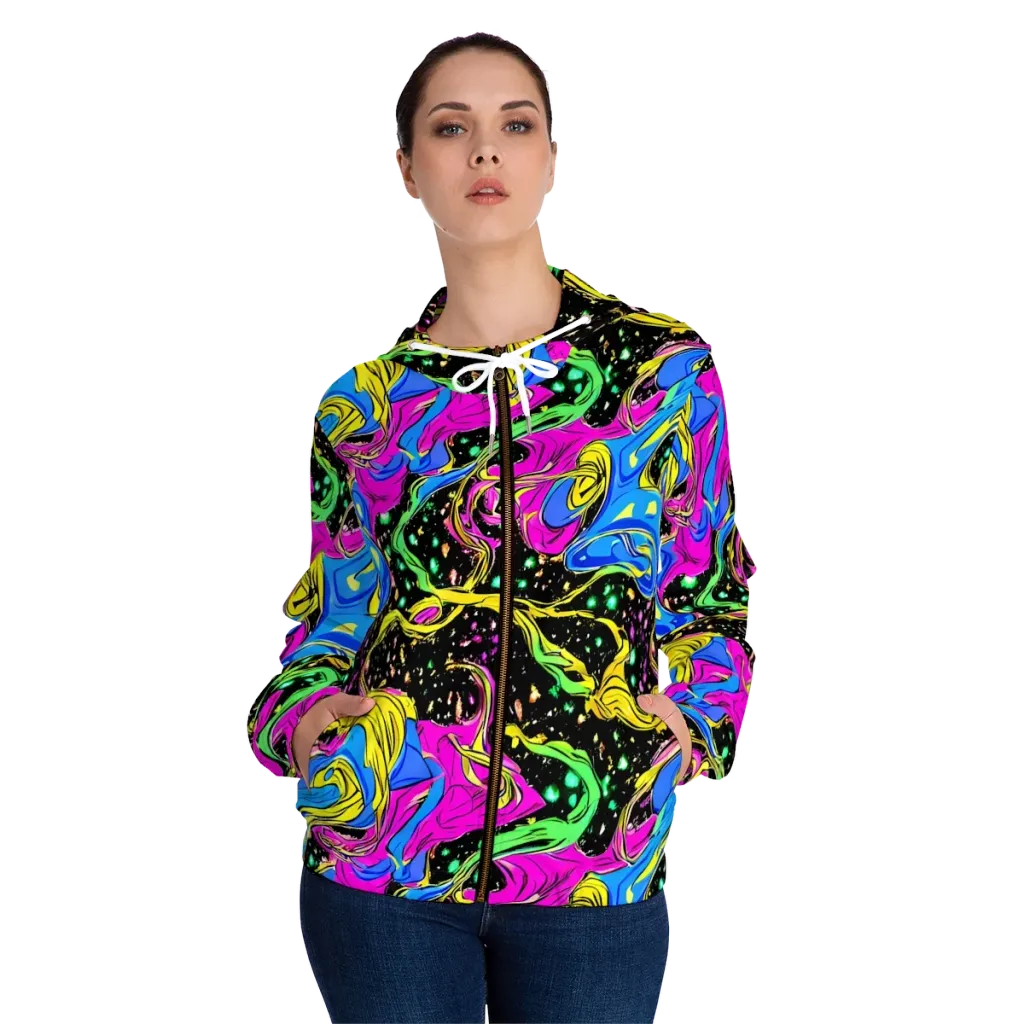 Spectral Pulse on Women's Full-Zip Hoodie — Front On Person