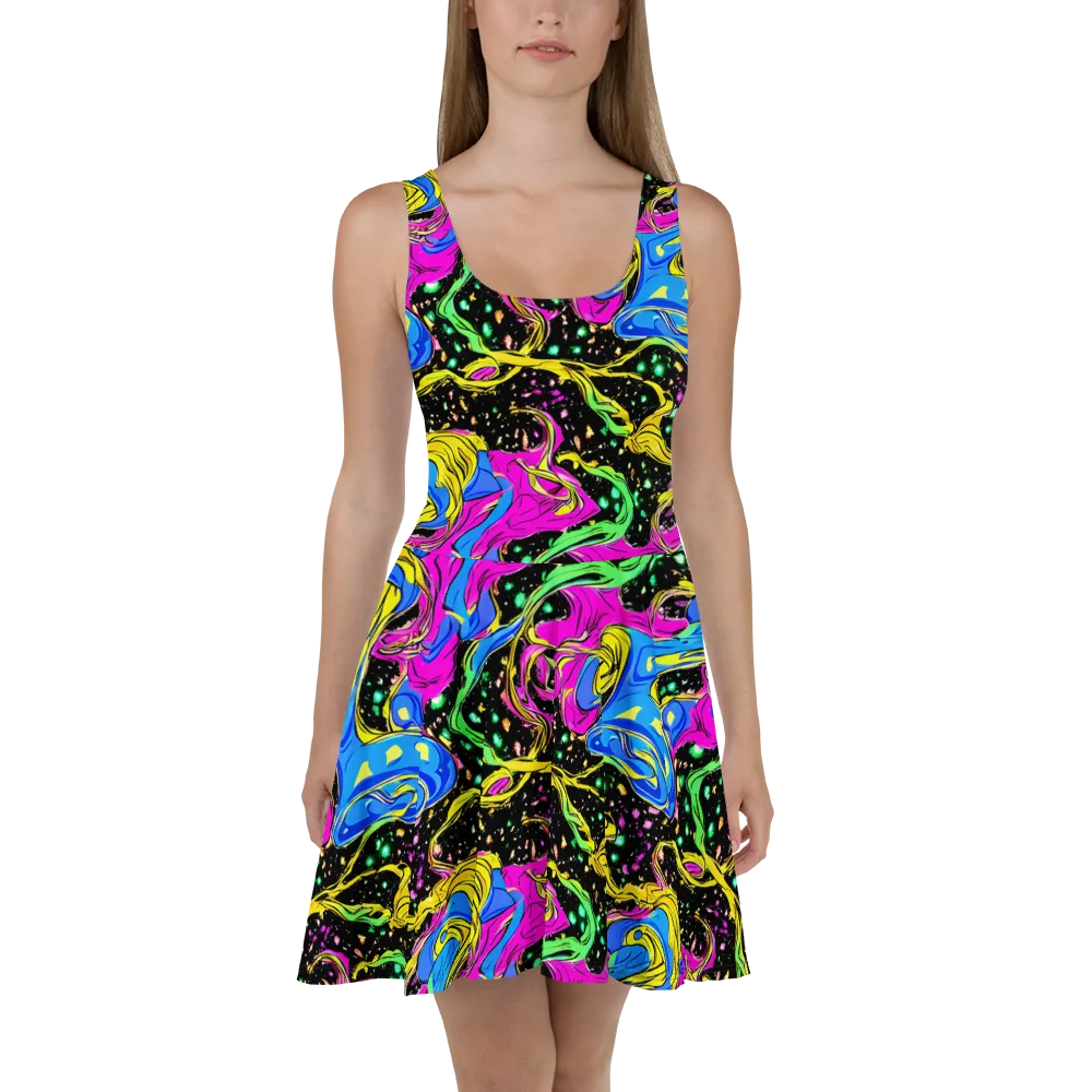 Spectral Pulse on Skater Dress — Front