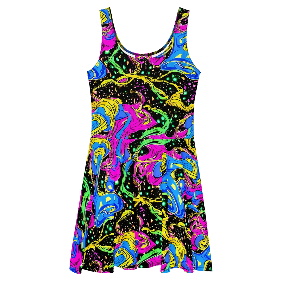Spectral Pulse on Skater Dress — Front