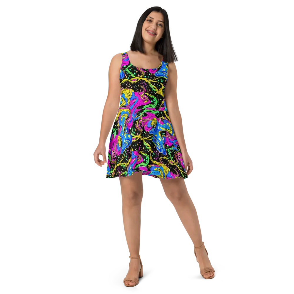 Spectral Pulse on Skater Dress — Front
