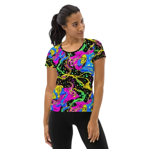 Spectral Pulse on a Women's Athletic T-Shirt