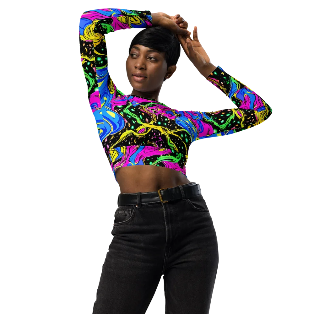 Spectral Pulse on Long Sleeve Crop Top — Front