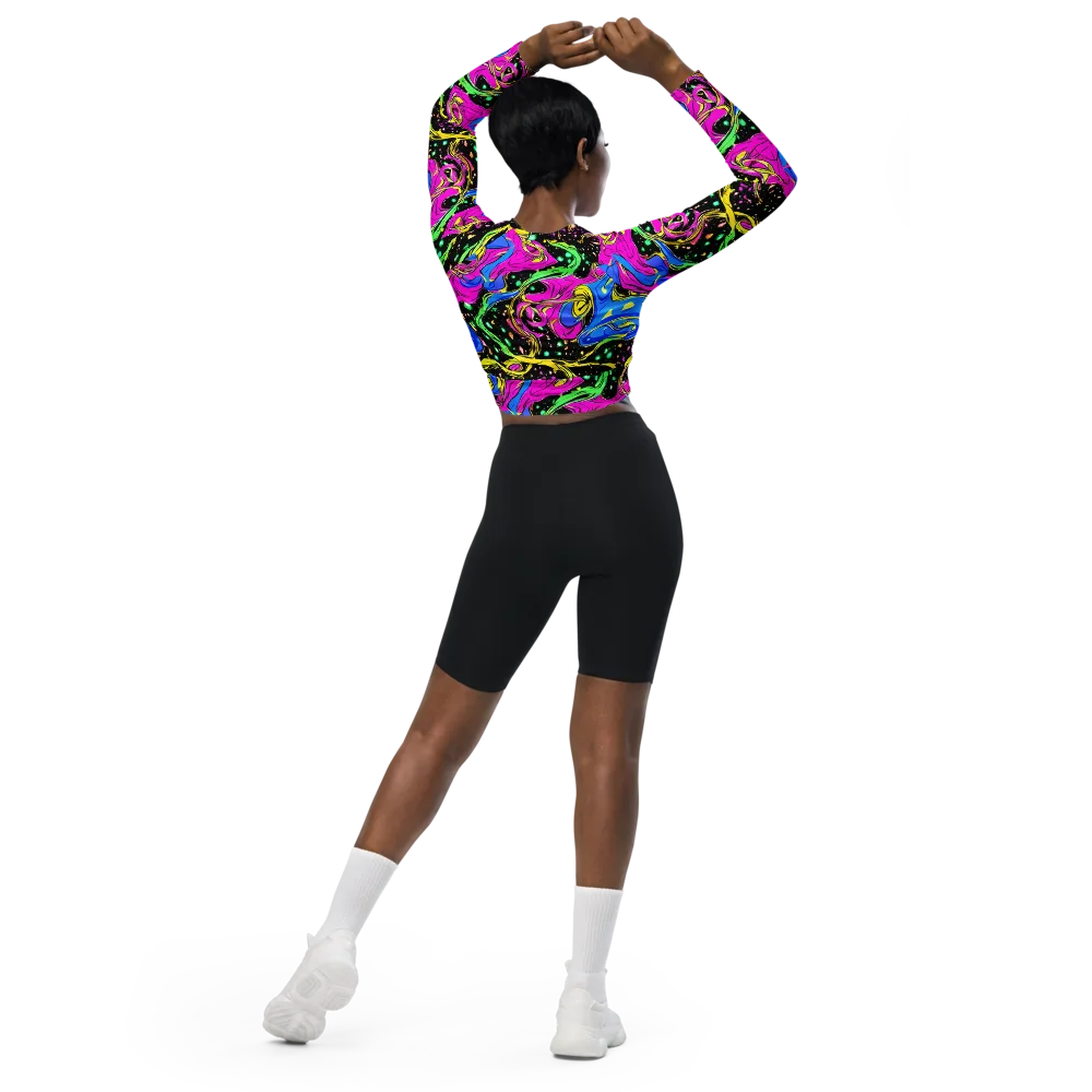 Spectral Pulse on Long Sleeve Crop Top — Back