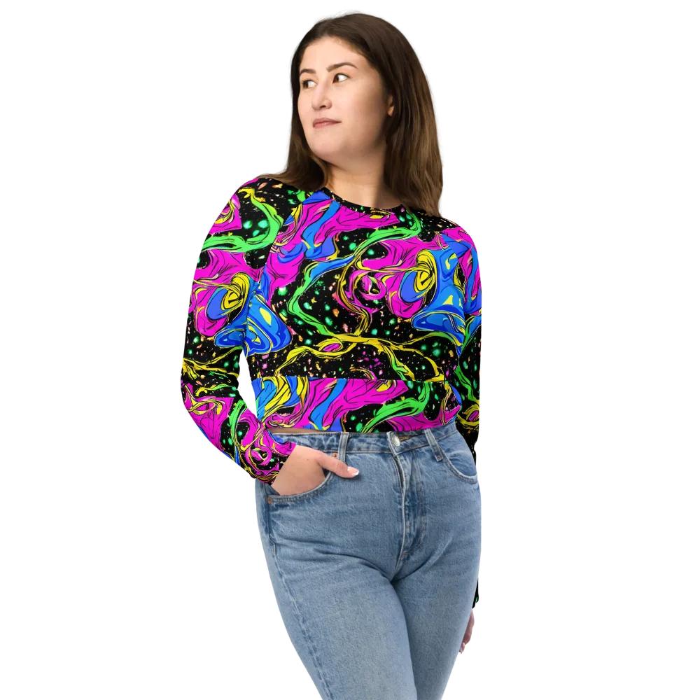 Spectral Pulse on Long Sleeve Crop Top — Front