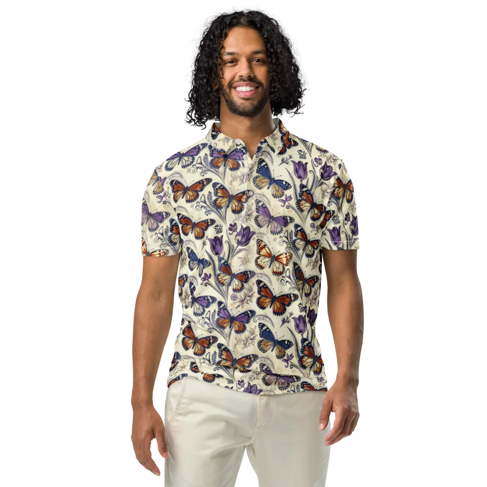 Indigo Wingbeat on Men's Slim Fit Polo Shirt — Front