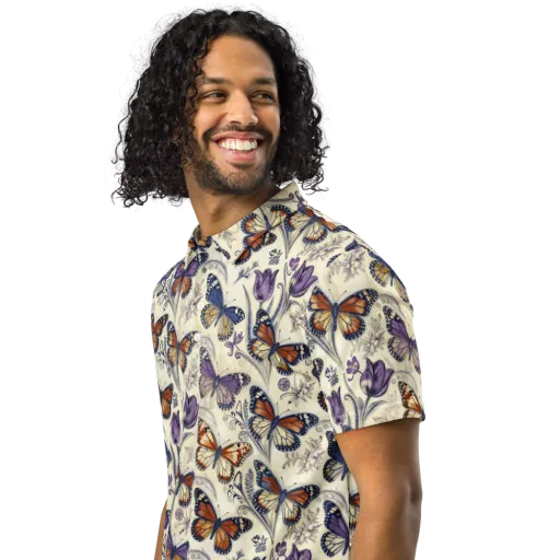 Indigo Wingbeat on a Men's Slim Fit Polo Shirt