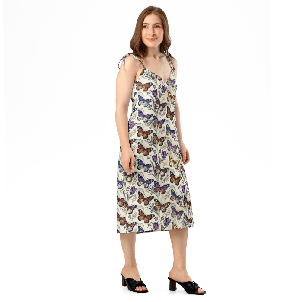 Indigo Wingbeat on Slip Dress — Right Front