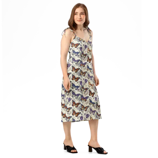 Indigo Wingbeat on a Slip Dress