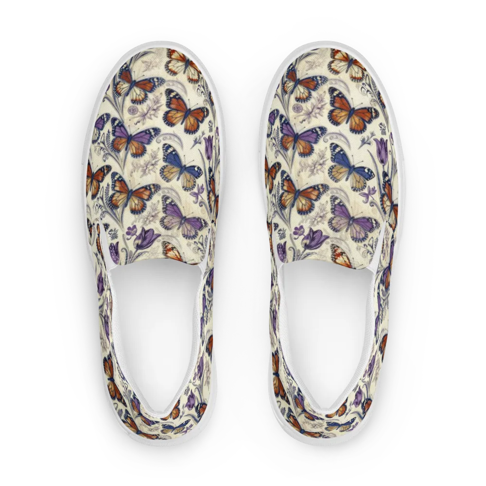 Indigo Wingbeat on Men's Slip-On Canvas Shoes — Front