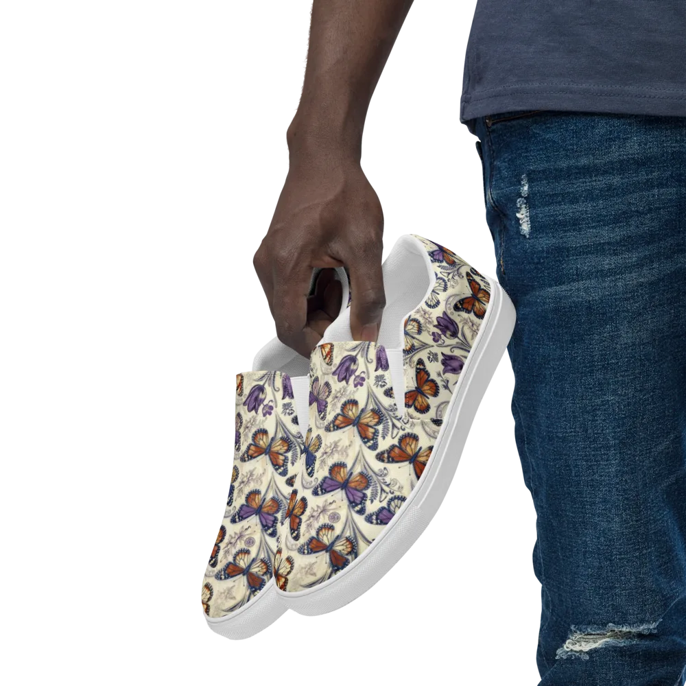 Indigo Wingbeat on Men's Slip-On Canvas Shoes — Left Front