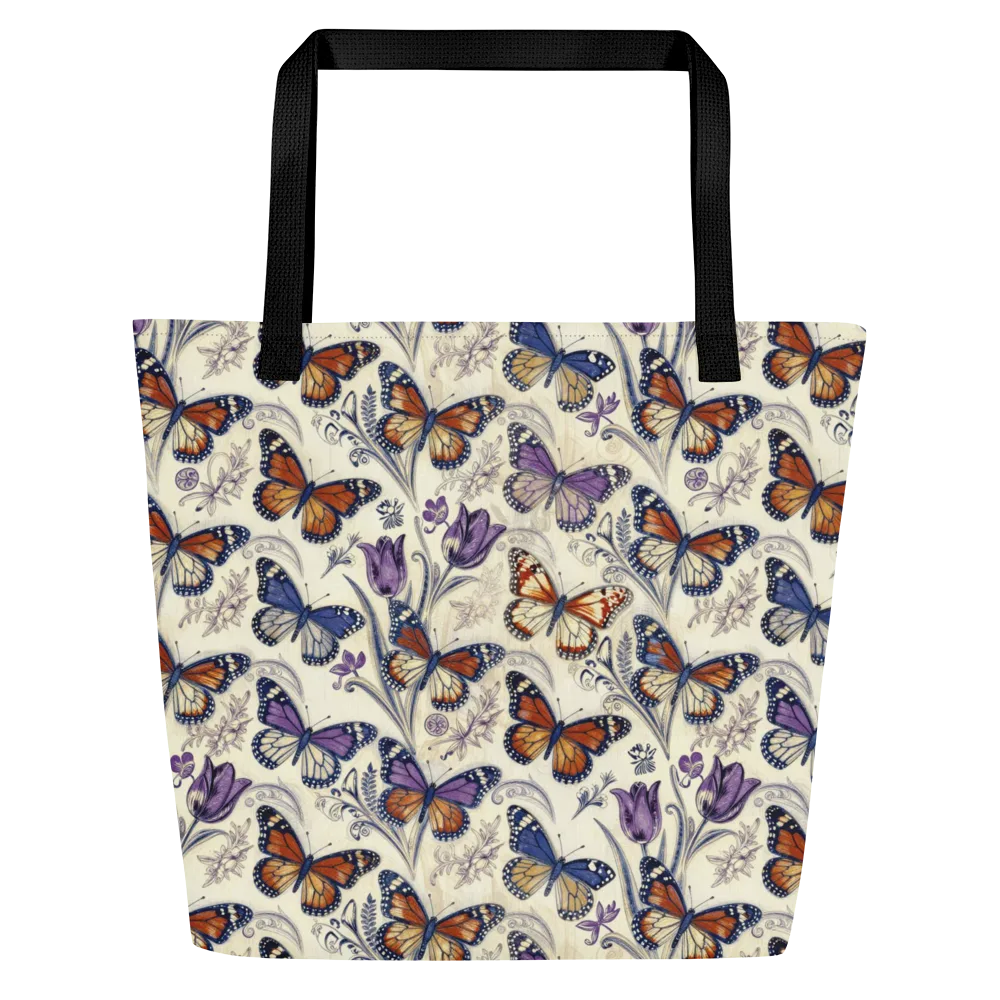 Indigo Wingbeat on Large Tote Bag W/ Pocket — Front