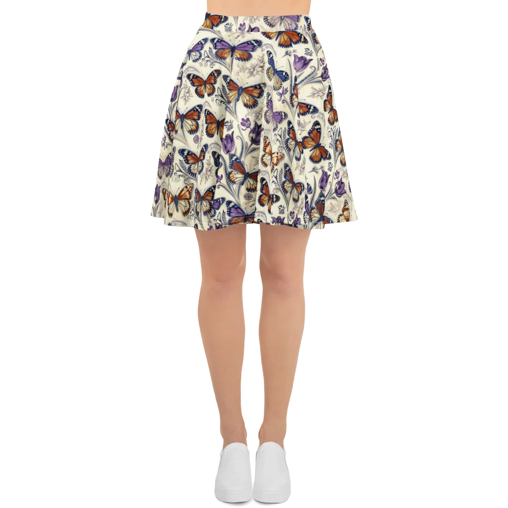 Indigo Wingbeat on Skater Skirt — Front