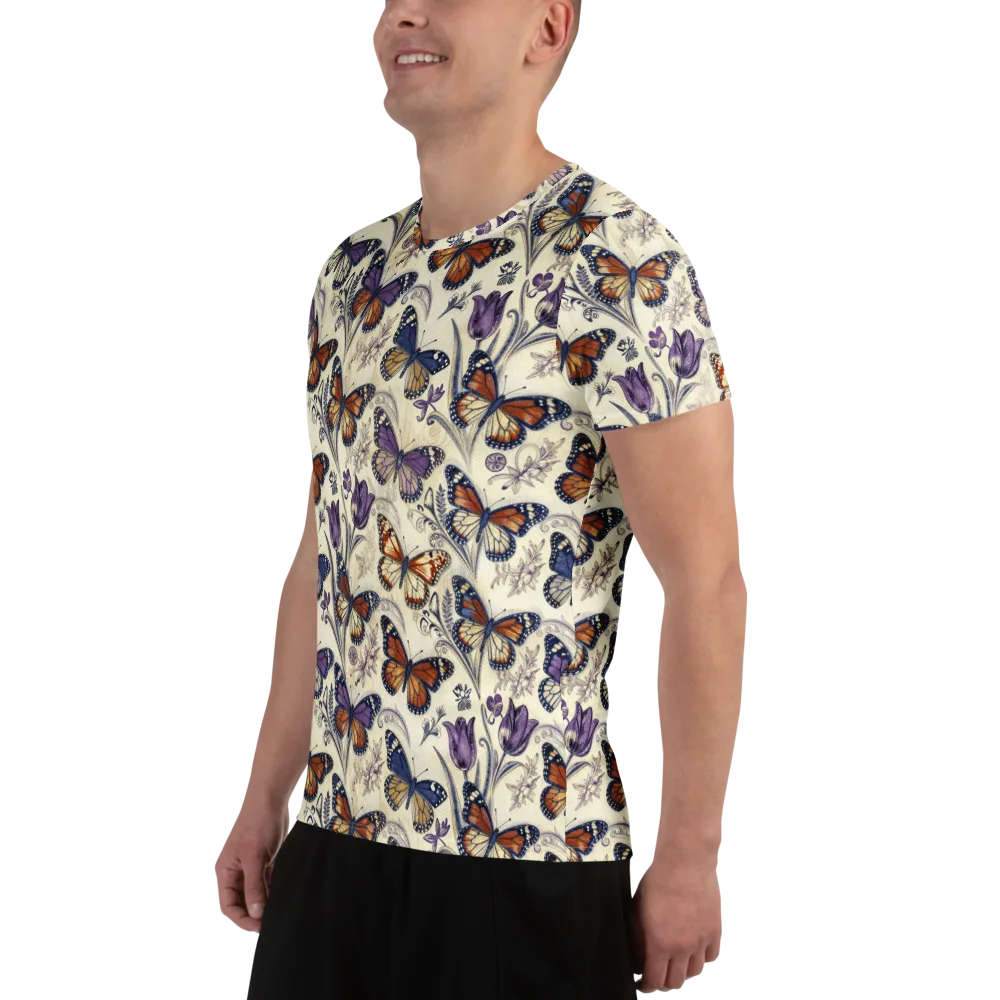 Indigo Wingbeat on Men's Athletic T-Shirt — Left
