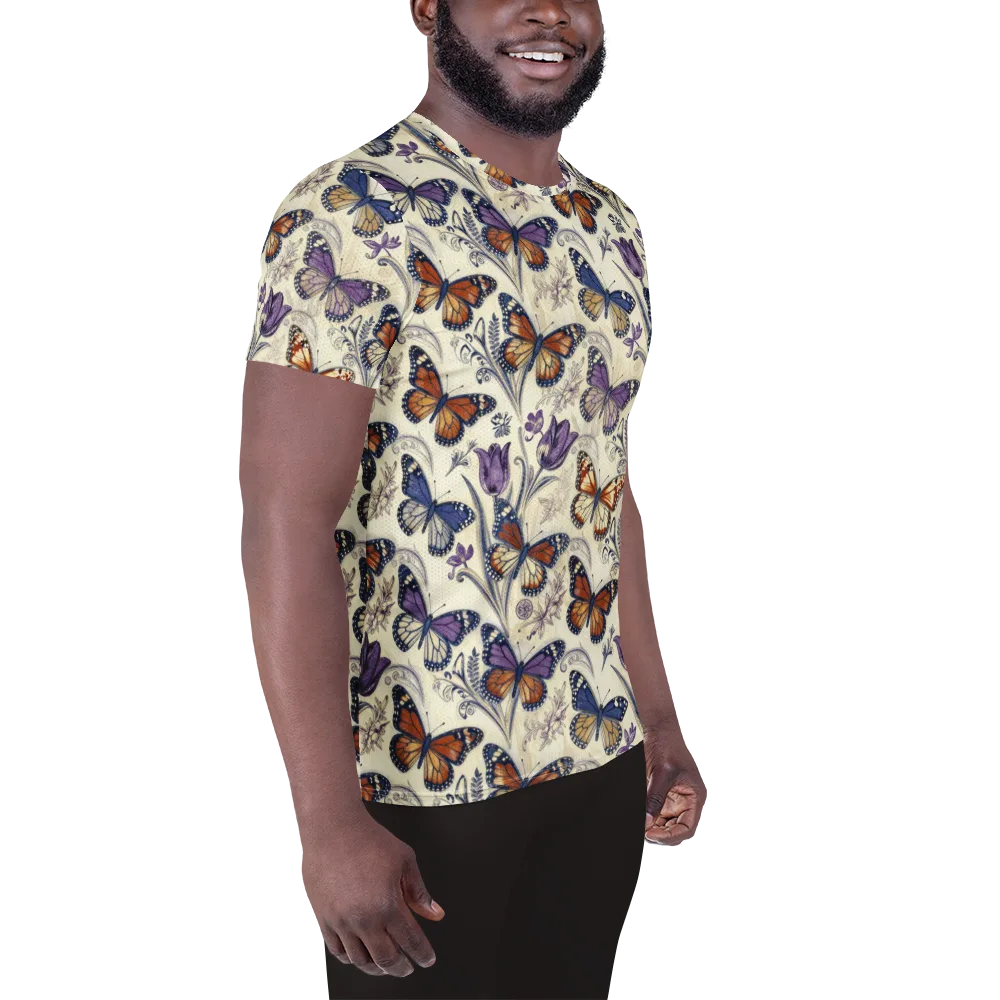 Indigo Wingbeat on Men's Athletic T-Shirt — Right