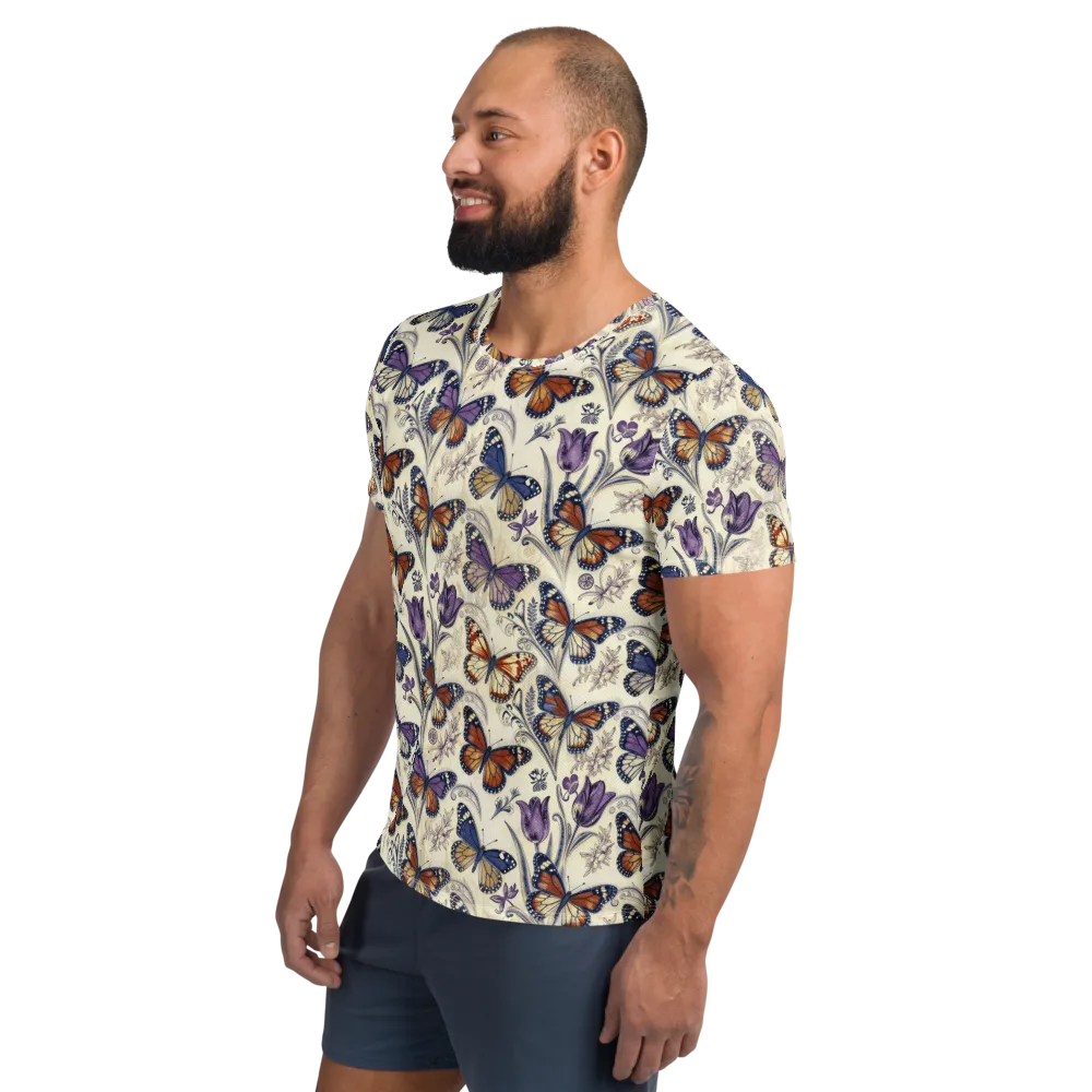 Indigo Wingbeat on Men's Athletic T-Shirt — Left