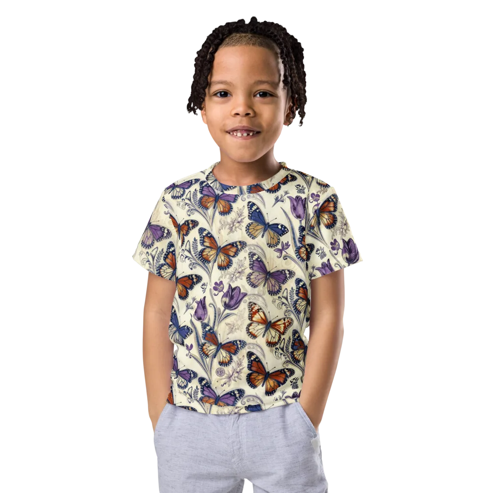 Indigo Wingbeat on Kids Crew Neck T-Shirt — Front