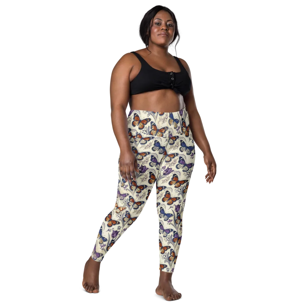 Indigo Wingbeat on Leggings with Pockets — Front