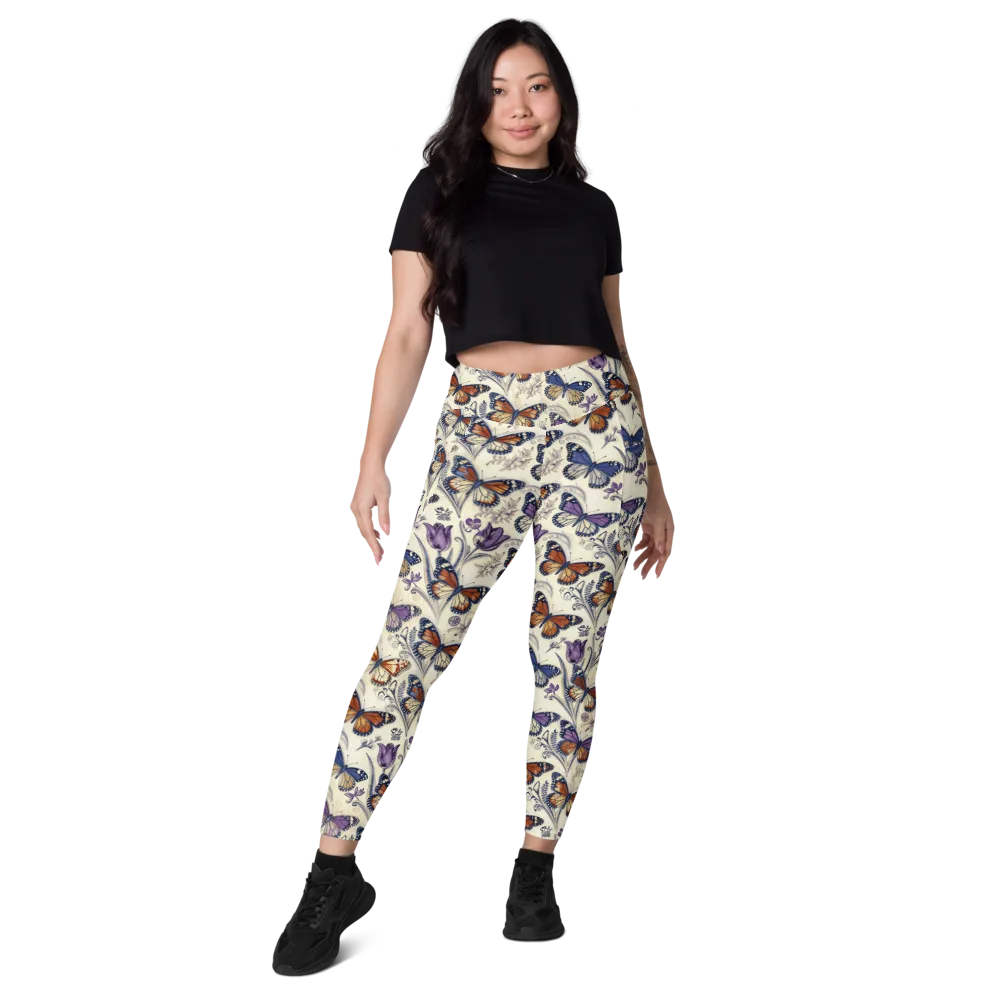Indigo Wingbeat on Leggings with Pockets — Front