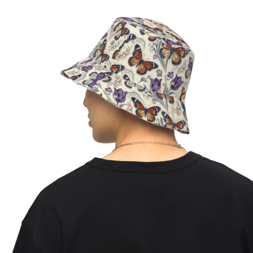 Indigo Wingbeat on a Reversible Bucket Hat