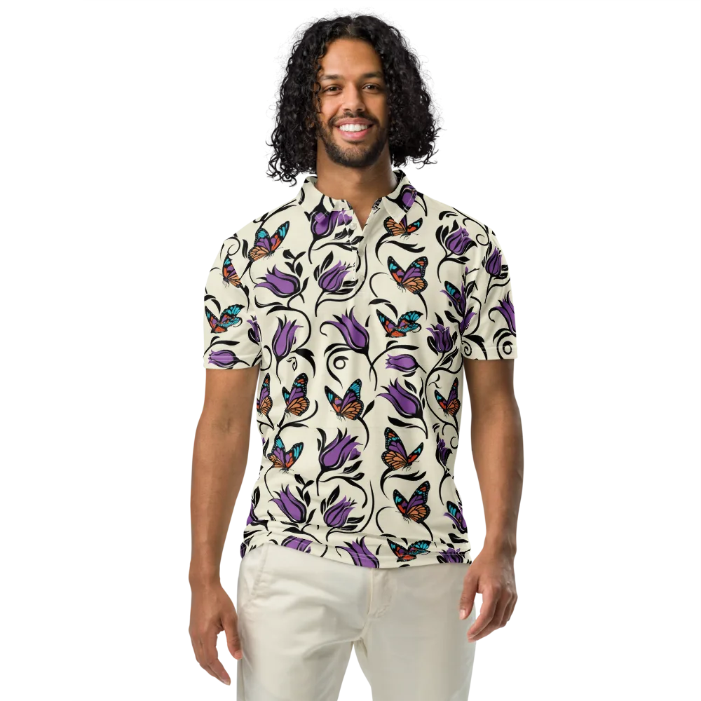 Velvet Pollinator on Men's Slim Fit Polo Shirt — Front