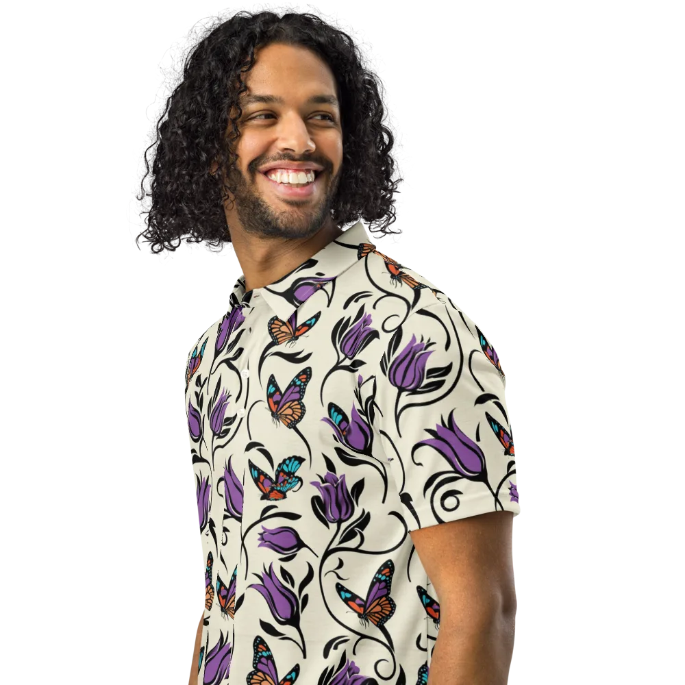 Velvet Pollinator on Men's Slim Fit Polo Shirt — Left Front