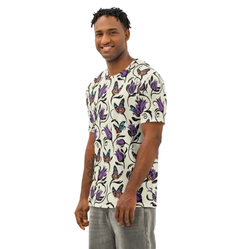 Velvet Pollinator on a Men's Cotton Crew Neck T-Shirt