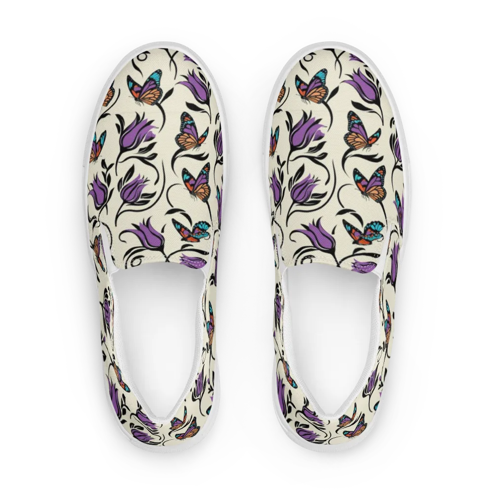 Velvet Pollinator on Men's Slip-On Canvas Shoes — Front