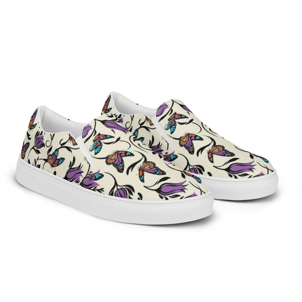 Velvet Pollinator on Men's Slip-On Canvas Shoes — Right Front