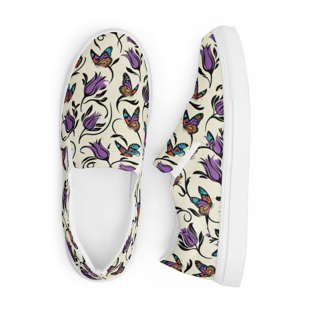 Velvet Pollinator on Men's Slip-On Canvas Shoes — Front
