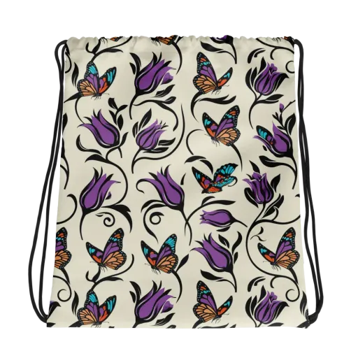 Velvet Pollinator on Drawstring Bag