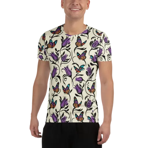 Velvet Pollinator on a Men's Athletic T-Shirt
