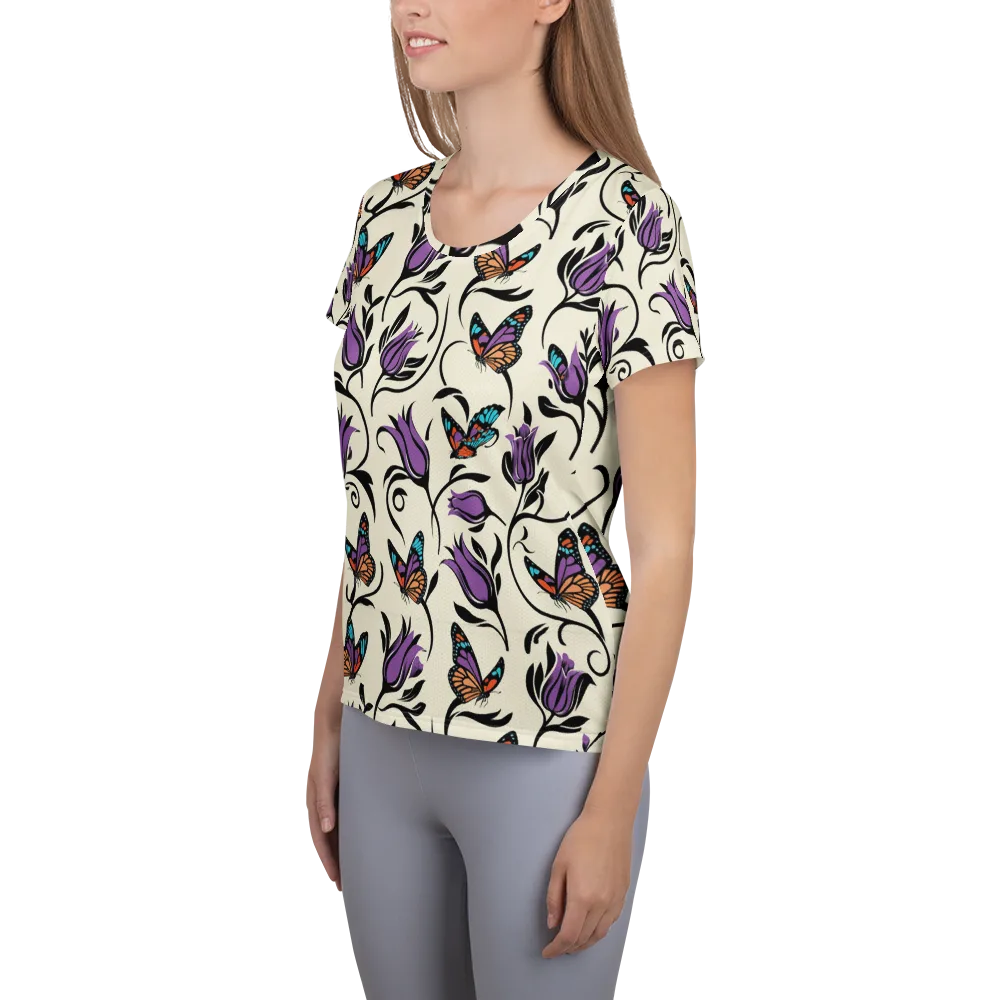 Velvet Pollinator on Women's Athletic T-Shirt — Left