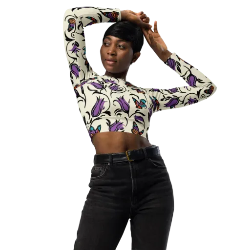 Velvet Pollinator on a Long Sleeve Crop Top