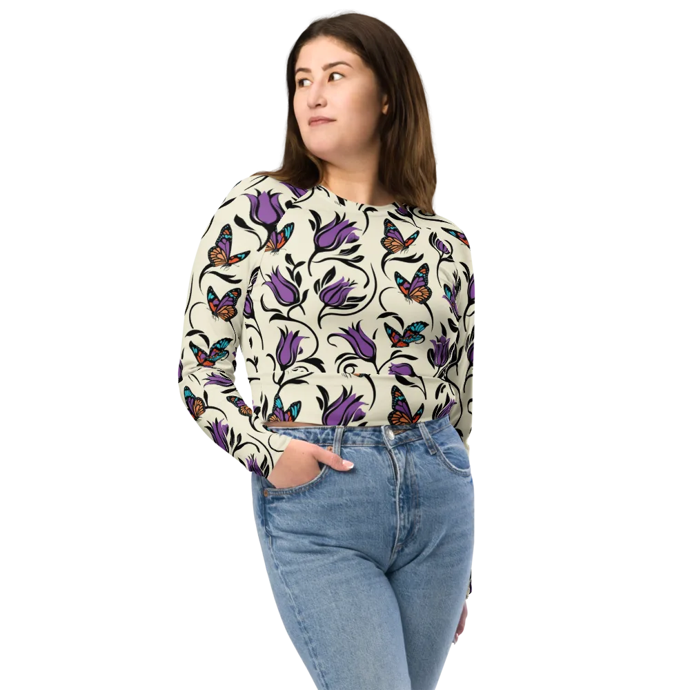 Velvet Pollinator on Long Sleeve Crop Top — Front