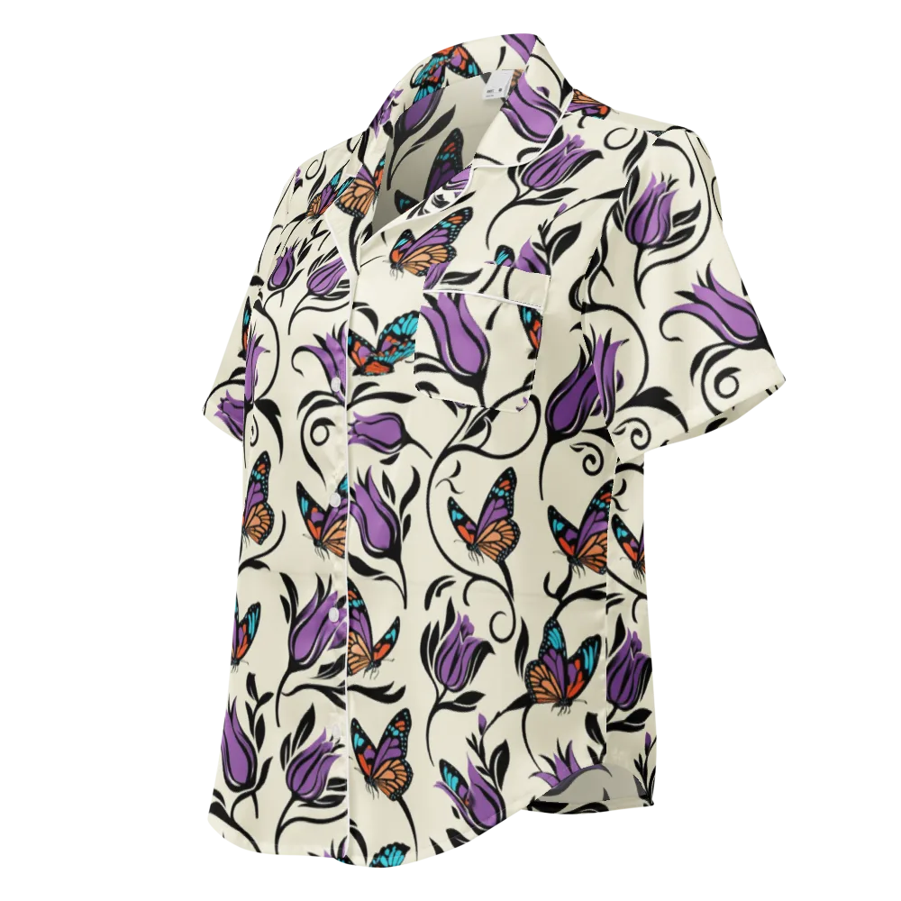 Velvet Pollinator on Women's Short Sleeve Pajama Top — Left Front