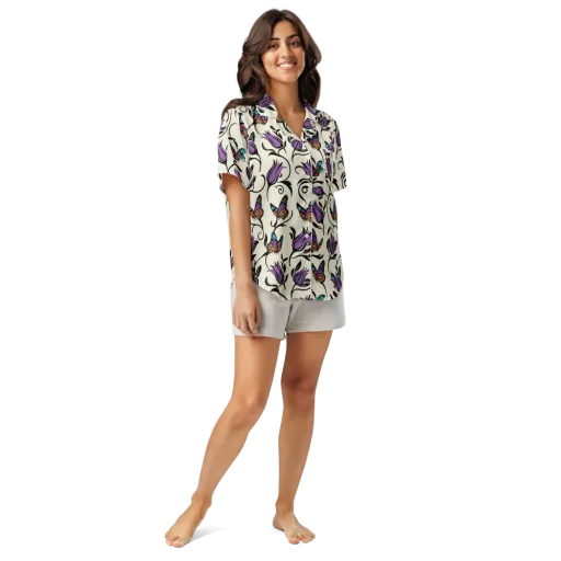 Velvet Pollinator on a Women's Short Sleeve Pajama Top