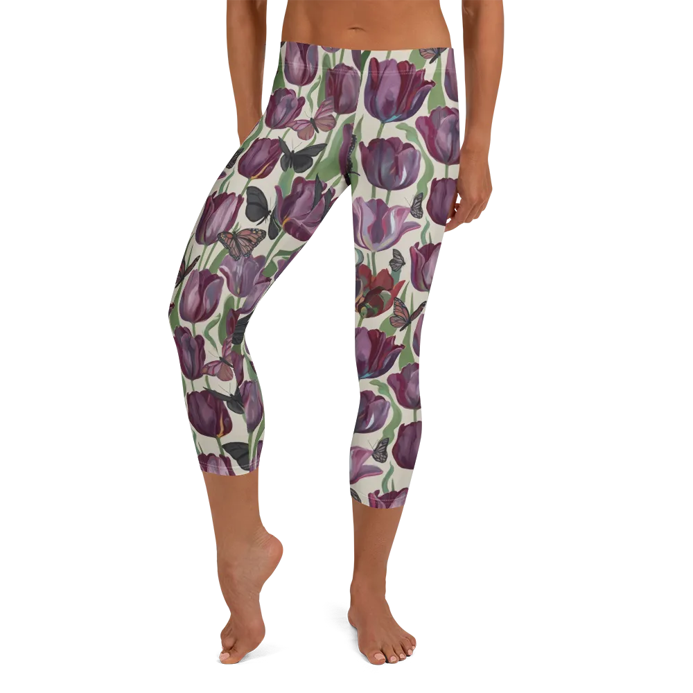 Tulip Moonlight on Capri Leggings — Front