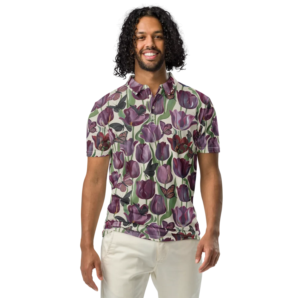 Tulip Moonlight on Men's Slim Fit Polo Shirt — Front
