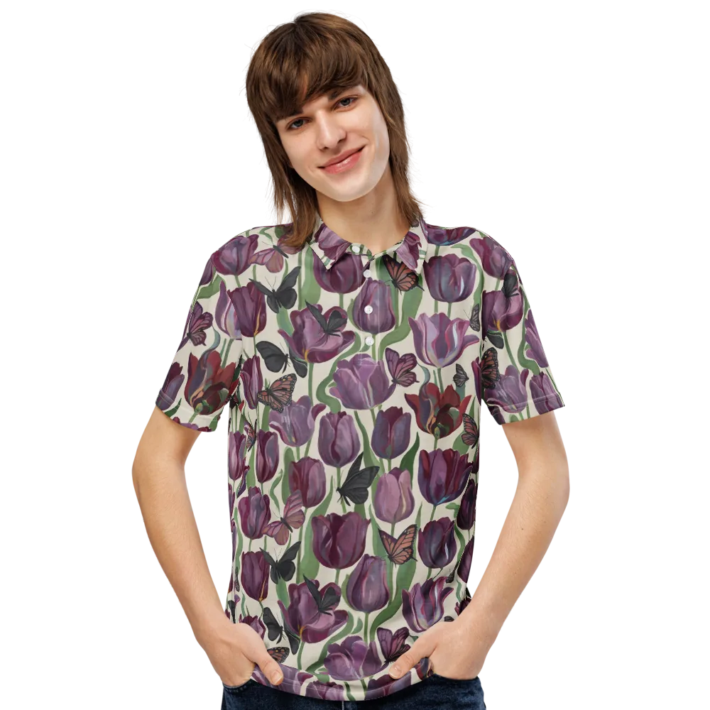Tulip Moonlight on Men's Slim Fit Polo Shirt — Front