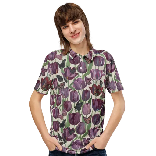 Tulip Moonlight on a Men's Slim Fit Polo Shirt