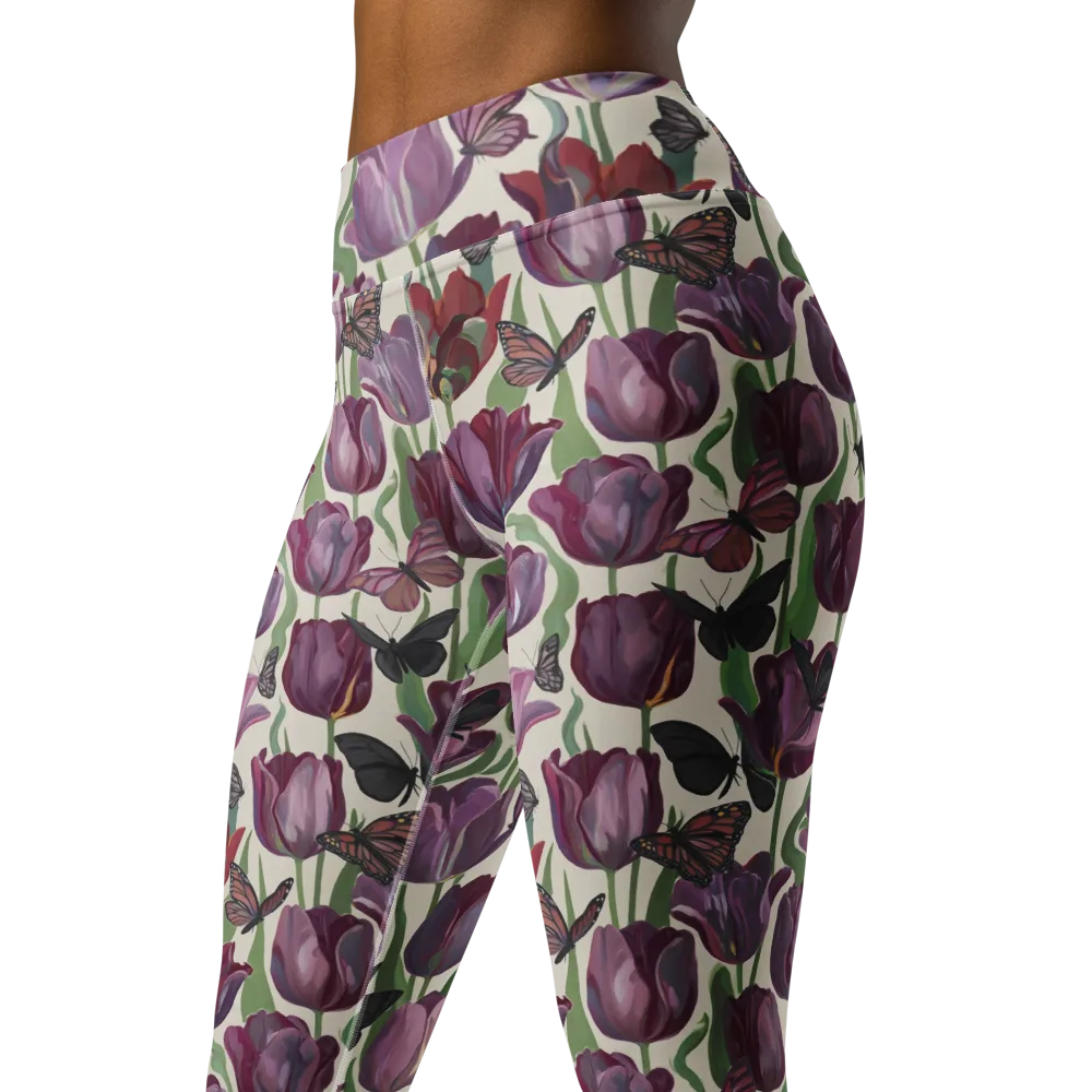Tulip Moonlight on Yoga Leggings — Left Front