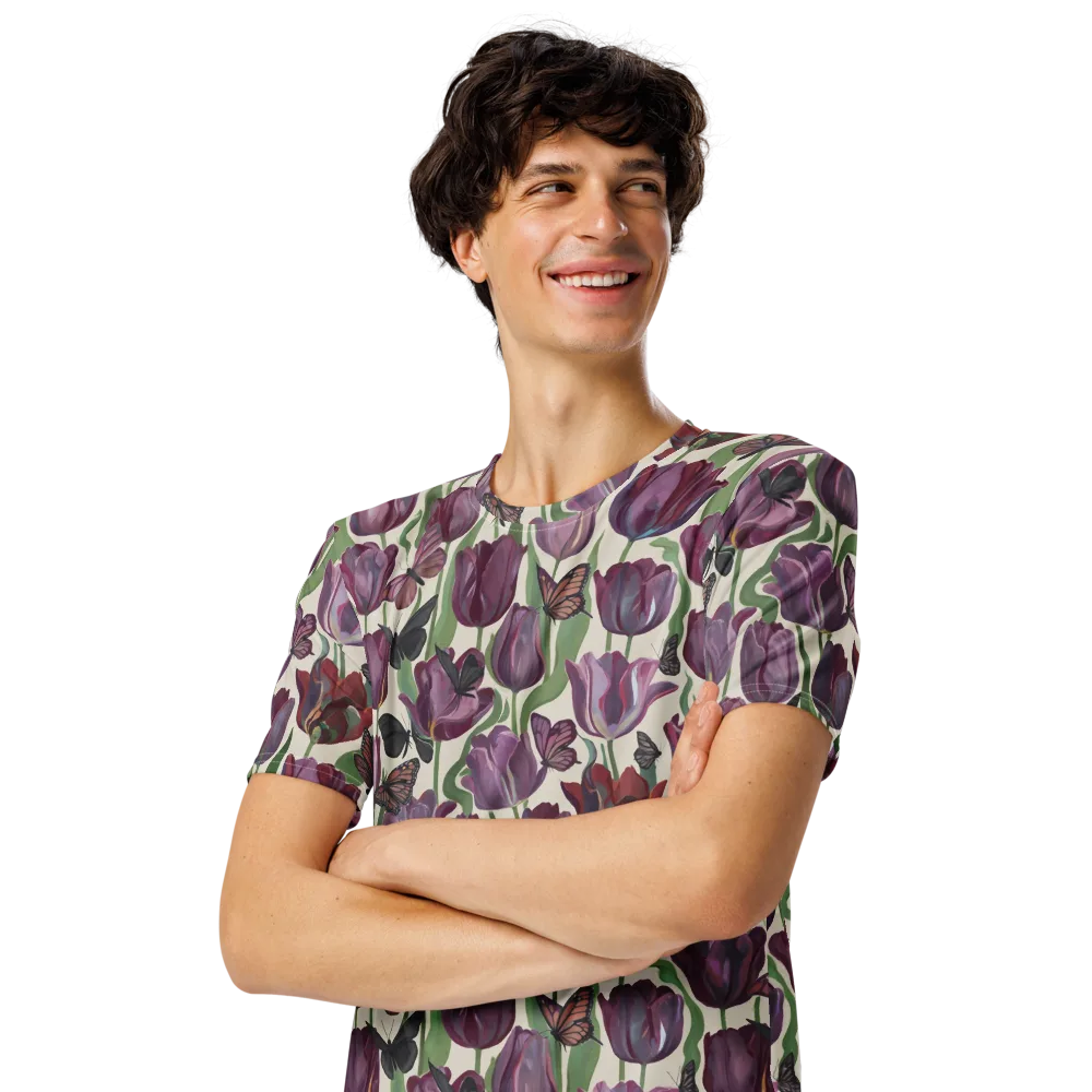 Tulip Moonlight on Men's Crew Neck T-Shirt — Left Front