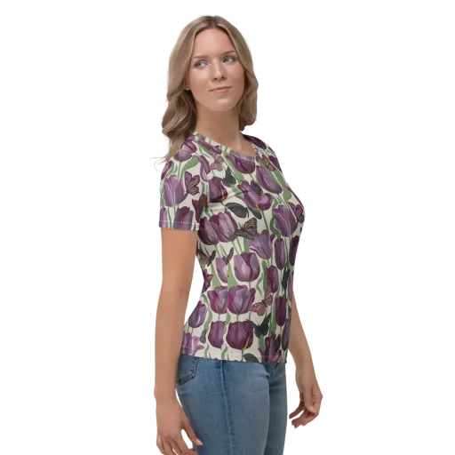 Tulip Moonlight on a Women's Crew Neck T-Shirt